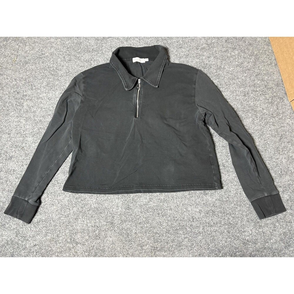 Jonathan Simkhai Standard Polo Shirt Womens M Black Half Zip Cropped Jersey